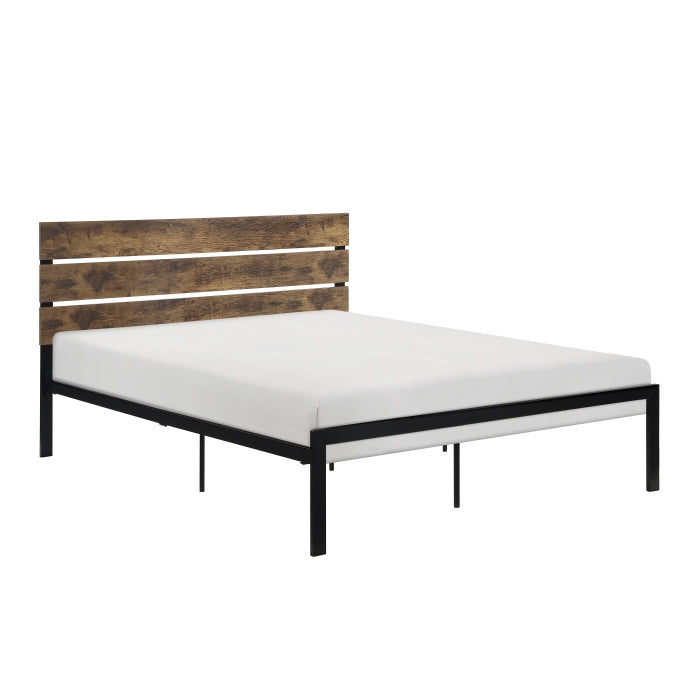 Marshall Brown Metal and Wood Queen Panel Bed from Homelegance - Luna Furniture