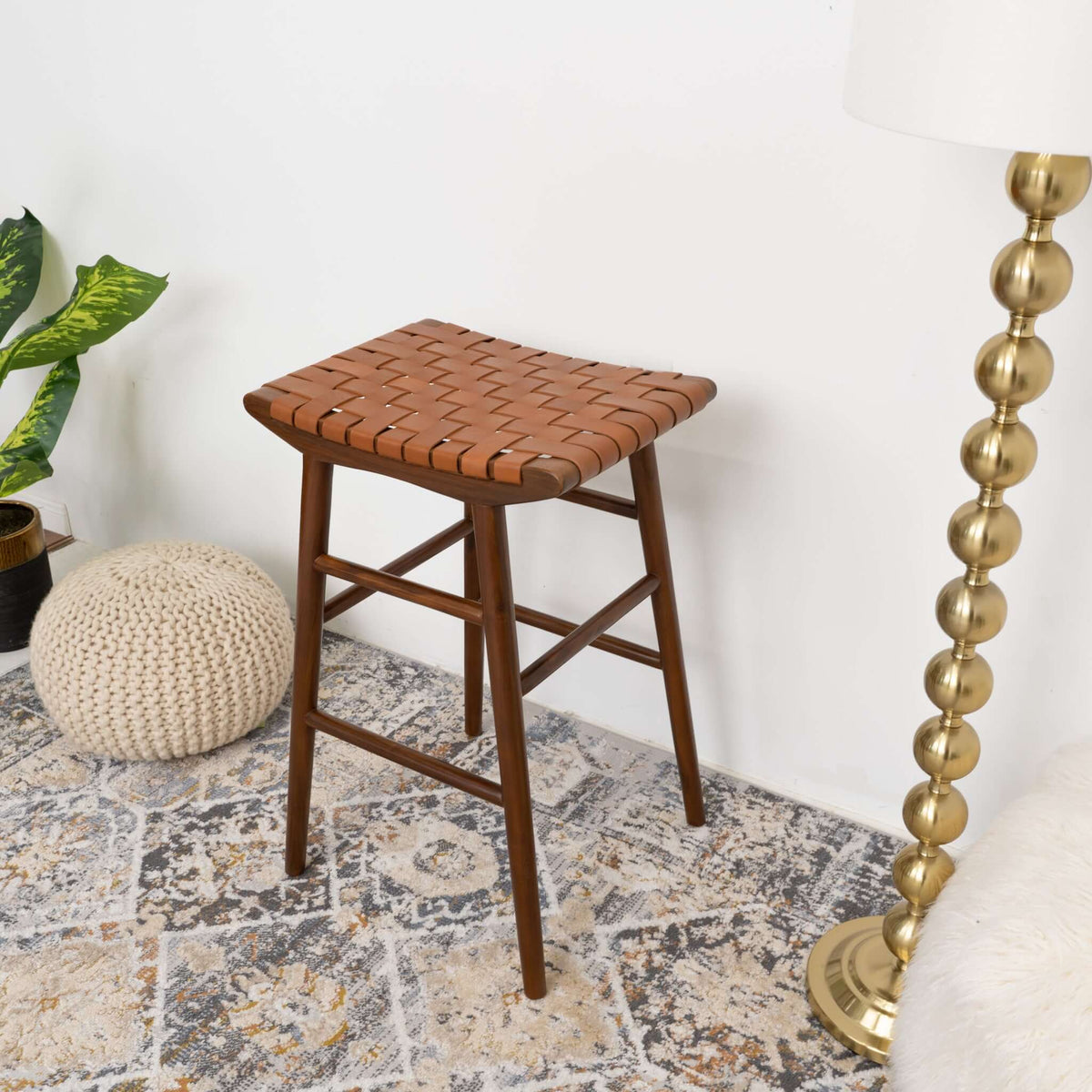 Maya 30" Genuine Leather Stool in Tan from Ashcroft Furniture - Luna Furniture
