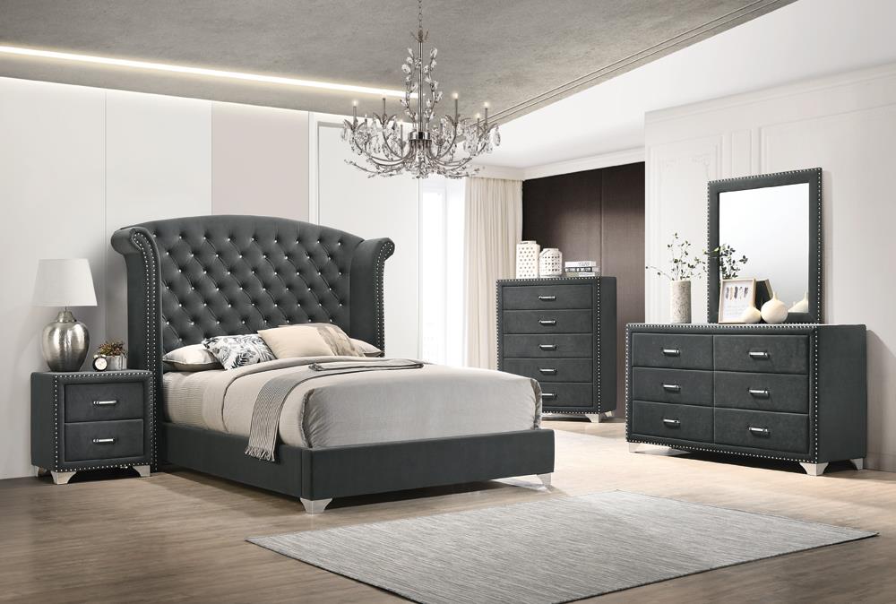 Melody Gray Tufted Upholstered 5-Piece Queen Bedroom Set from Coaster - Luna Furniture