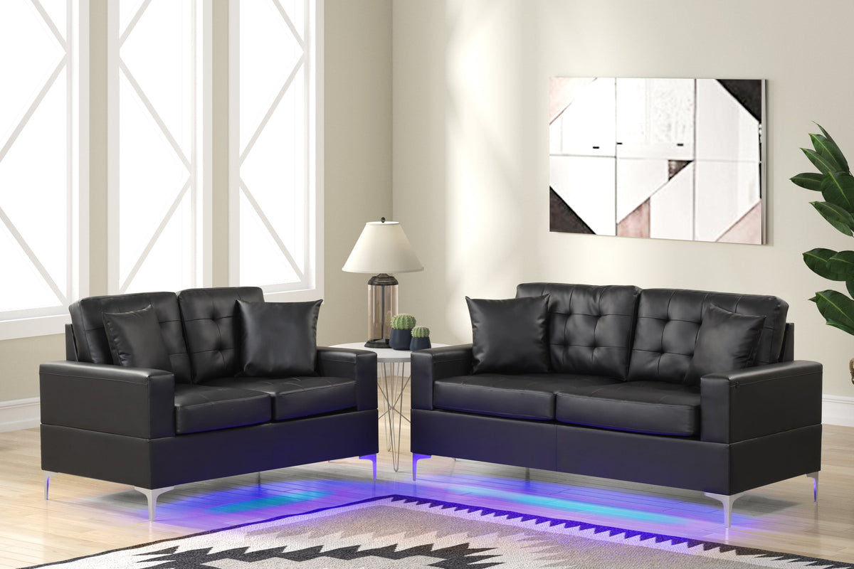 Miami Black Living Room Set with LED Lights from Happy Homes - Luna Furniture