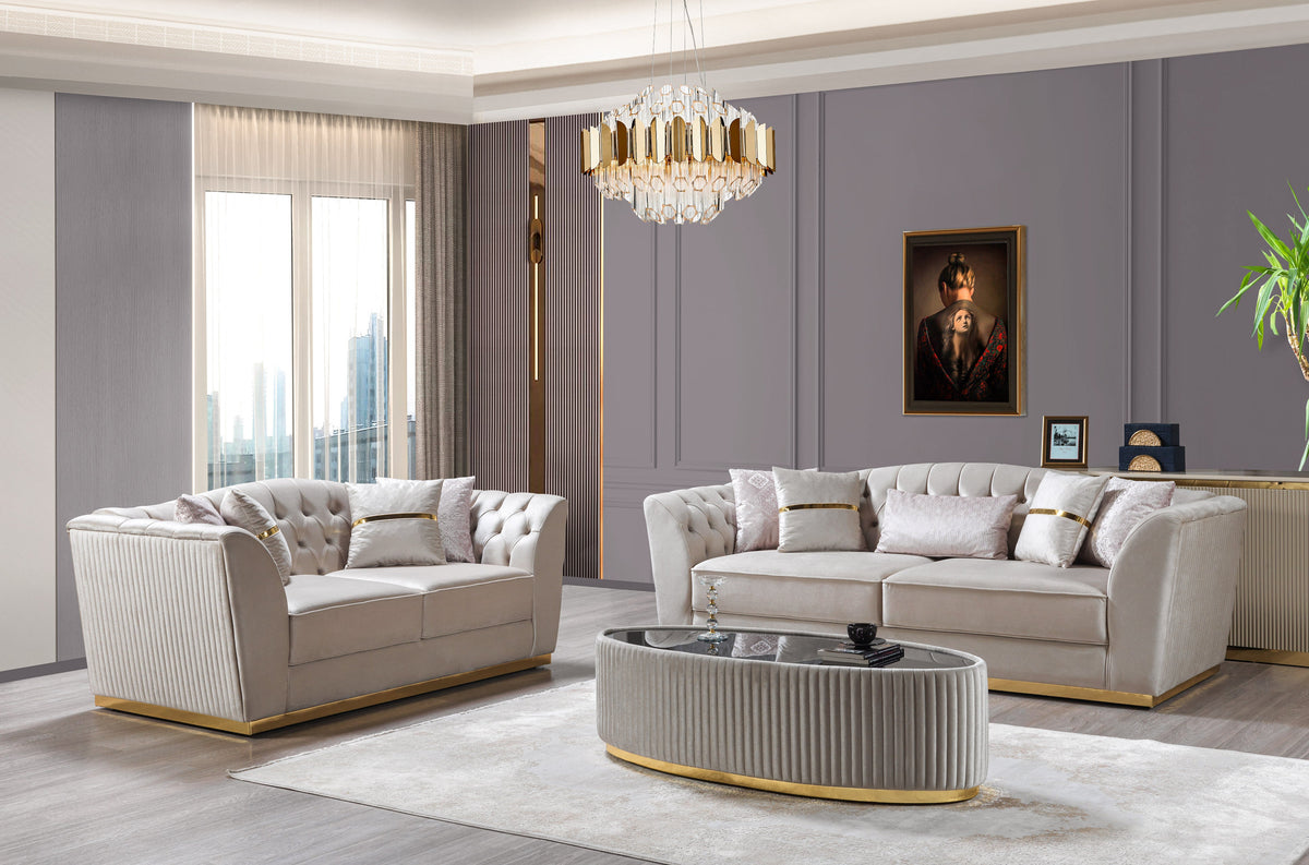 Milena Ivory Velvet Sofa & Loveseat from Nova Furniture - Luna Furniture