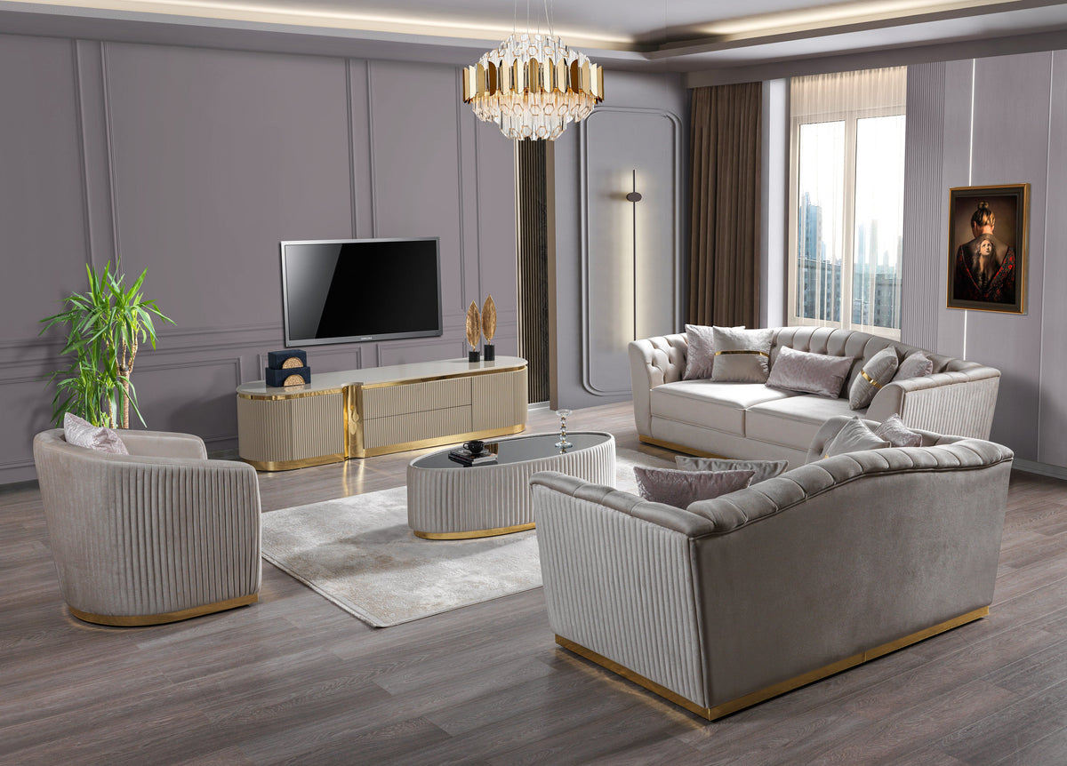Milena Ivory Velvet Sofa & Loveseat from Nova Furniture - Luna Furniture