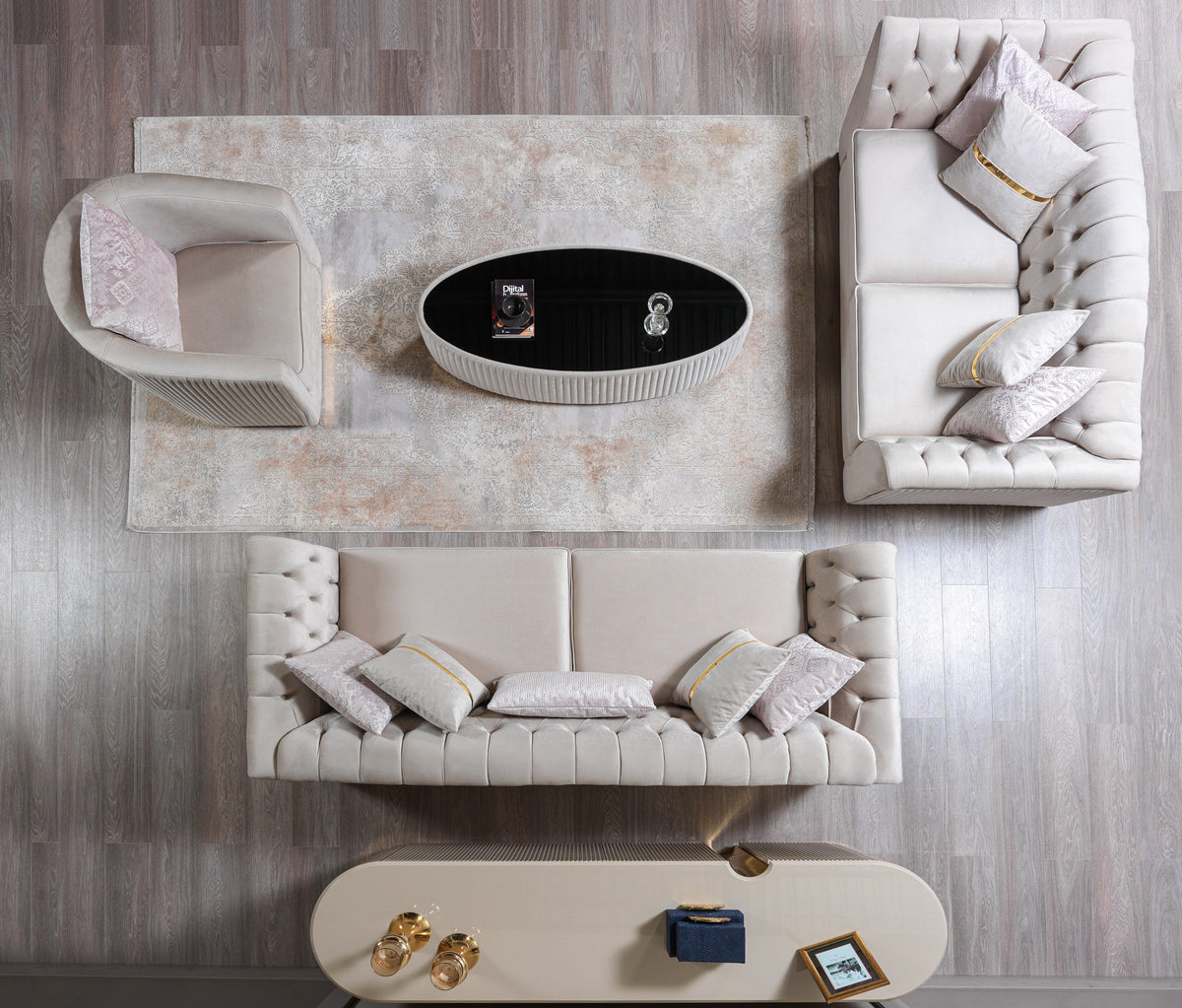 Milena Ivory Velvet Sofa & Loveseat from Nova Furniture - Luna Furniture