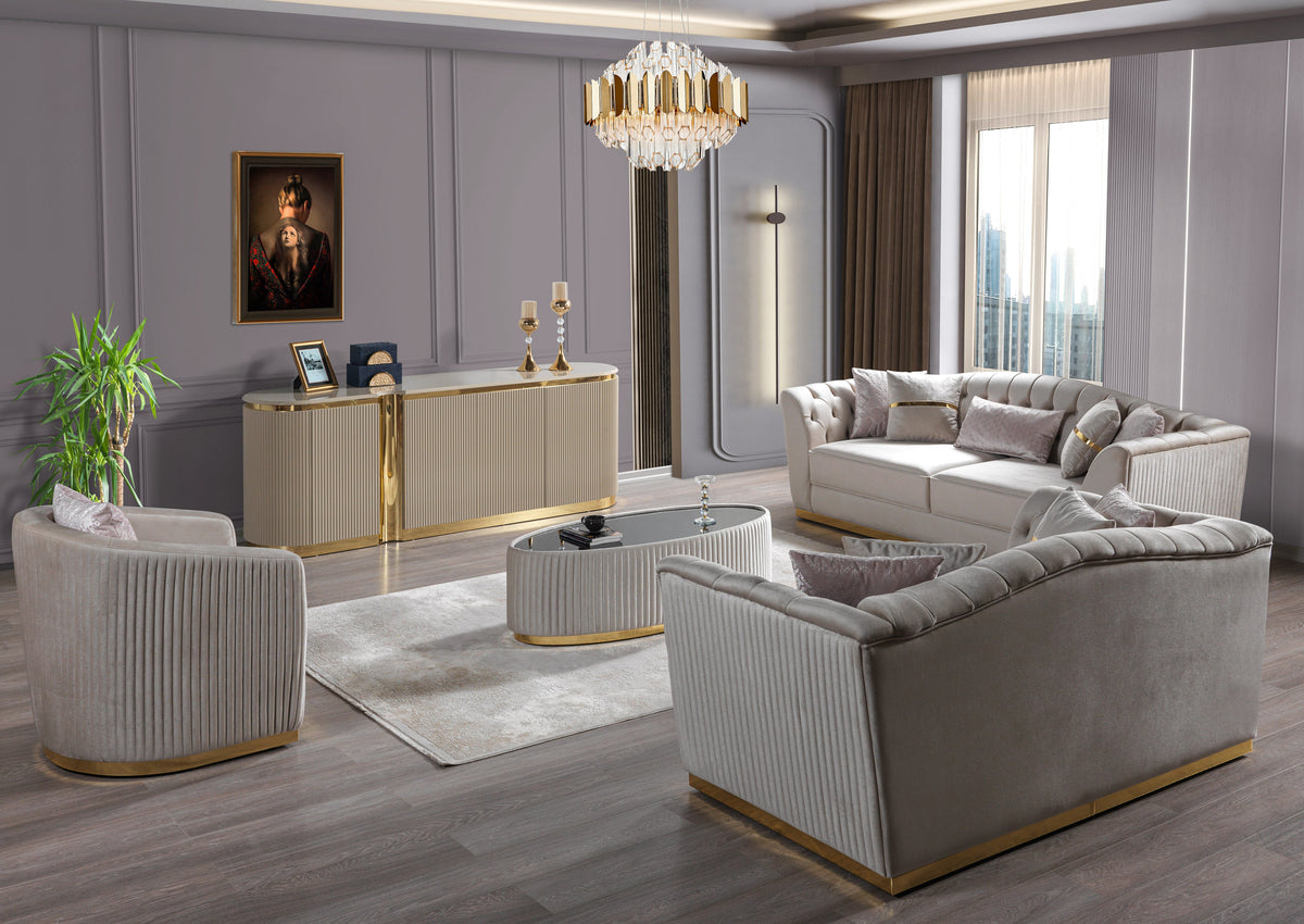 Milena Ivory Velvet Sofa & Loveseat from Nova Furniture - Luna Furniture