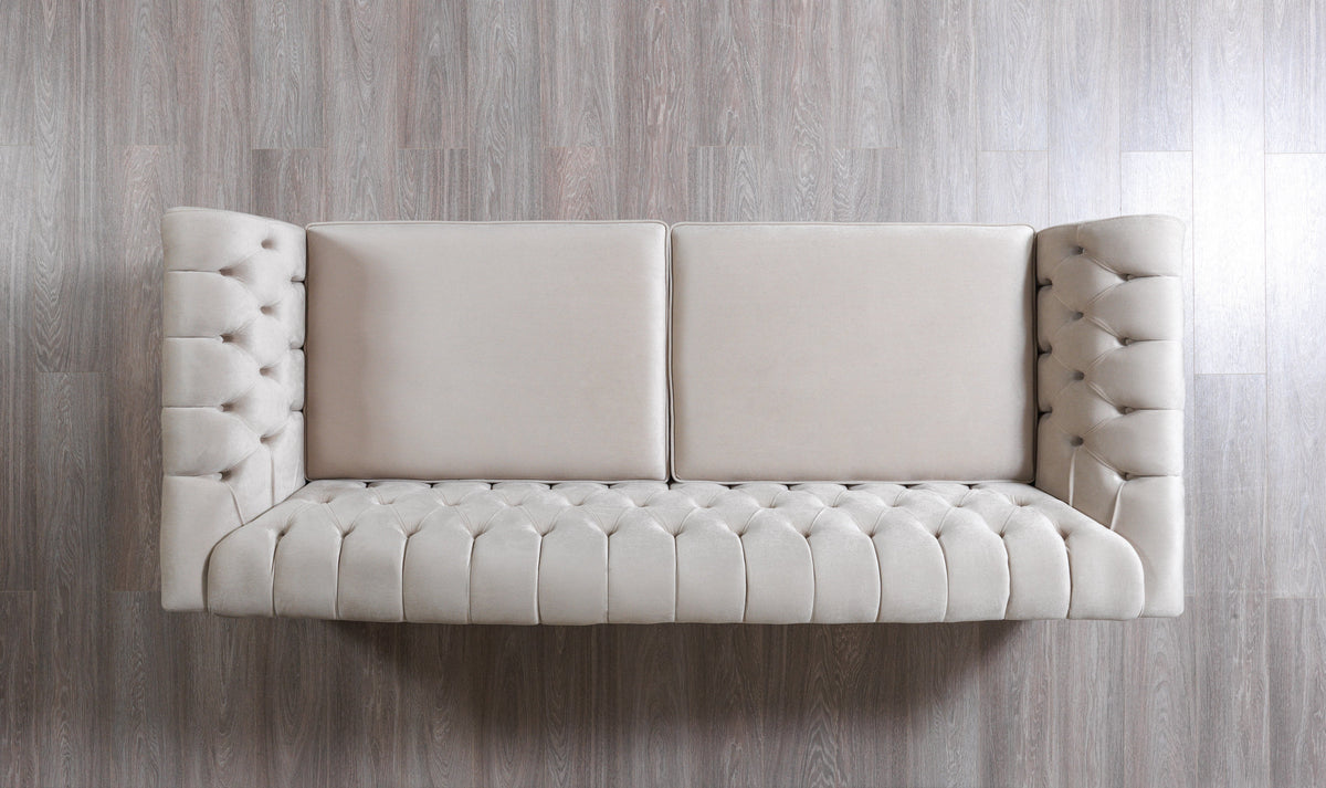 Milena Ivory Velvet Sofa & Loveseat from Nova Furniture - Luna Furniture