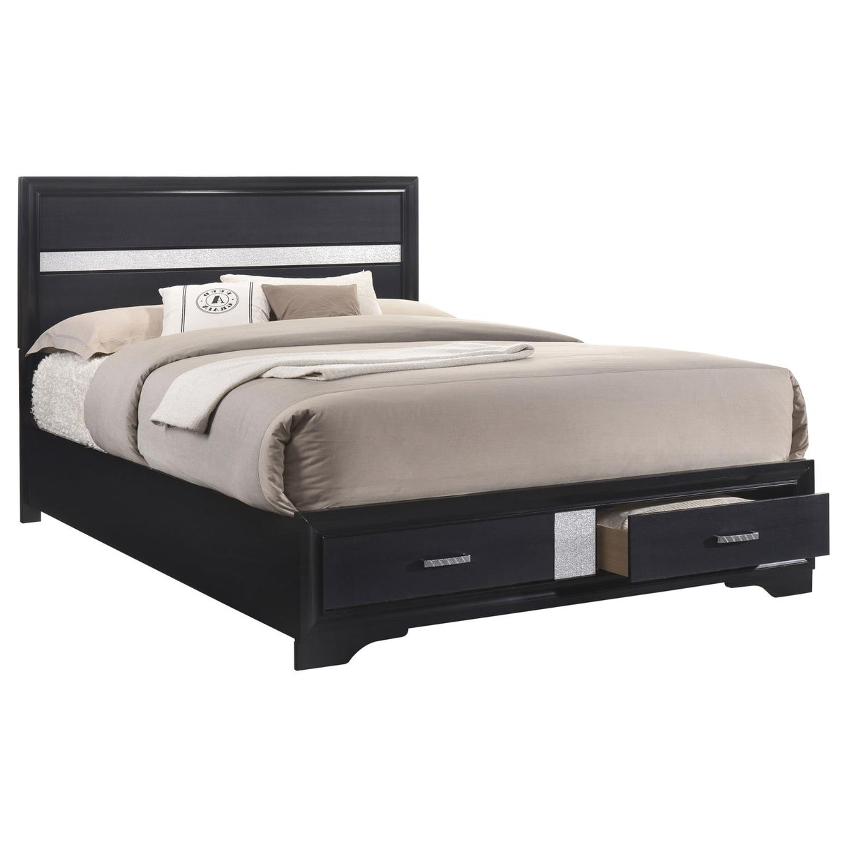 Miranda Black 4-Piece Queen Platform Storage Bedroom Set from Coaster - Luna Furniture