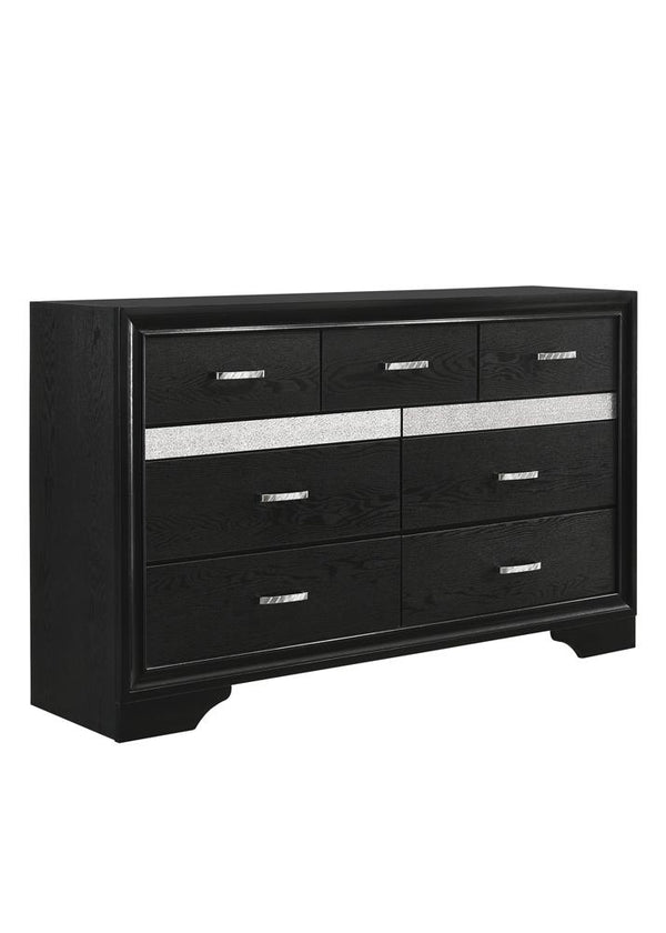 Miranda Black and Rhinestone 7-Drawer Dresser