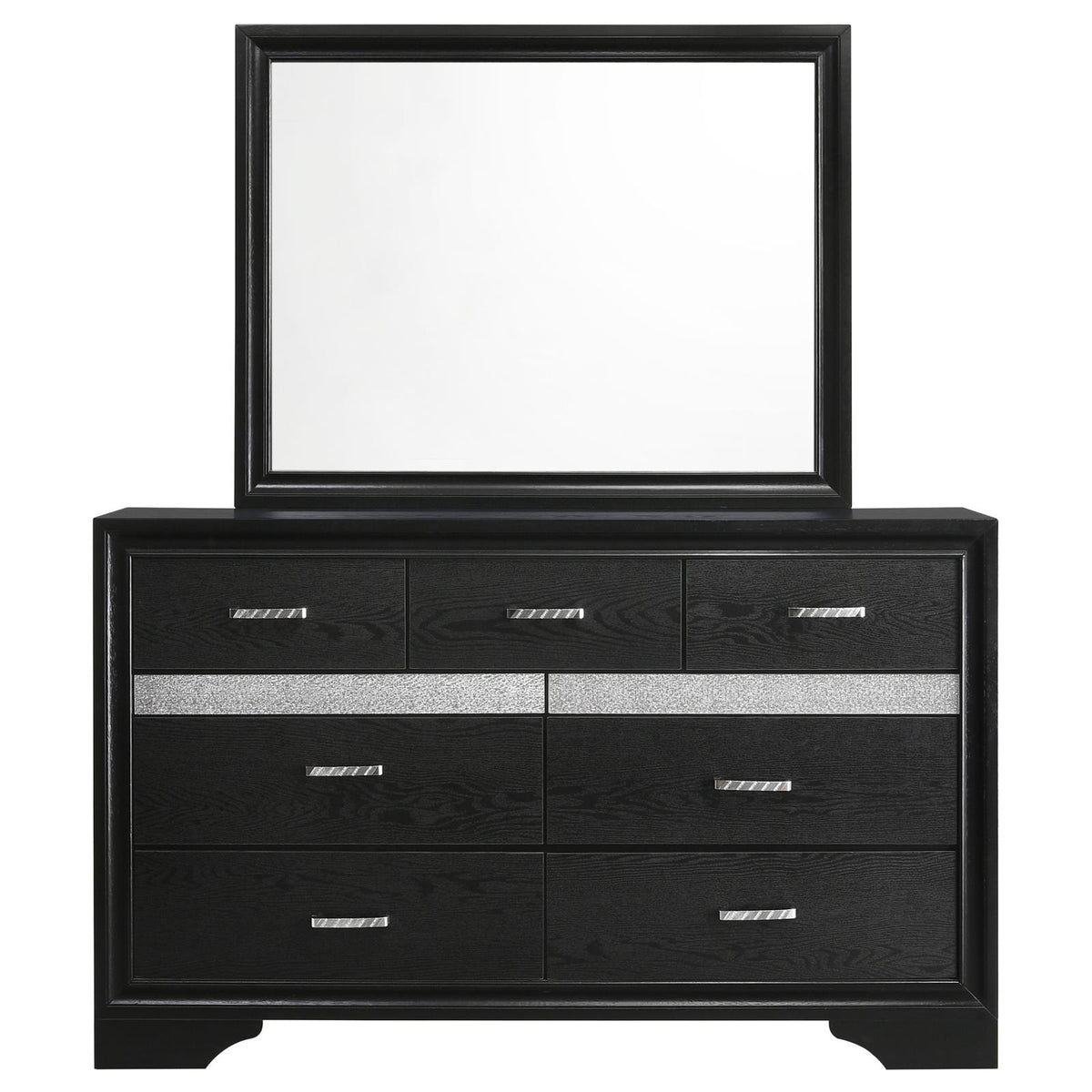 slim fit dress slacks Miranda 7-drawer Dresser with Mirror Black and Rhinestone