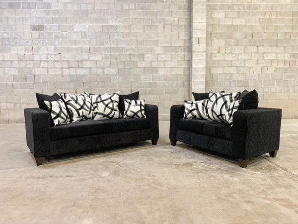Monroe Black Sofa & Loveseat