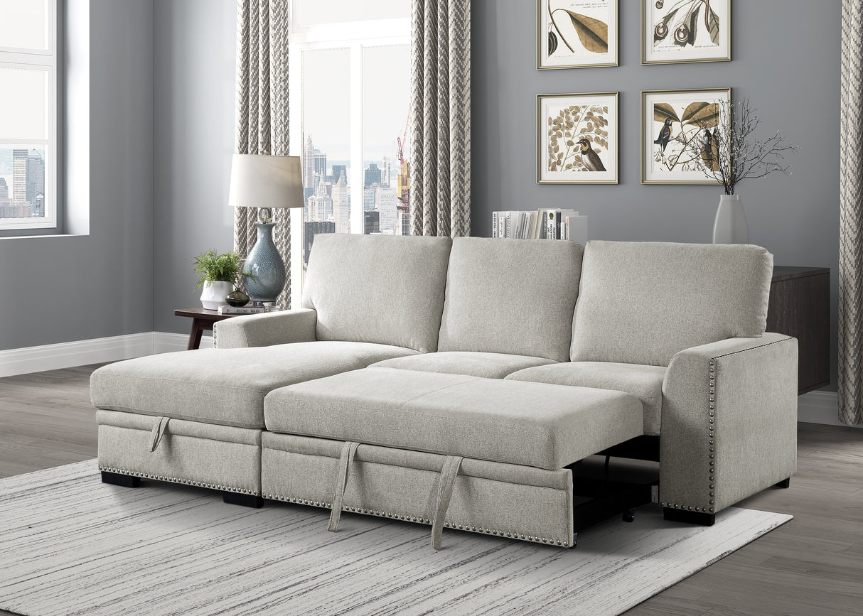 Morelia Beige LAF Storage Sleeper Sofa Chaise from Homelegance - Luna Furniture