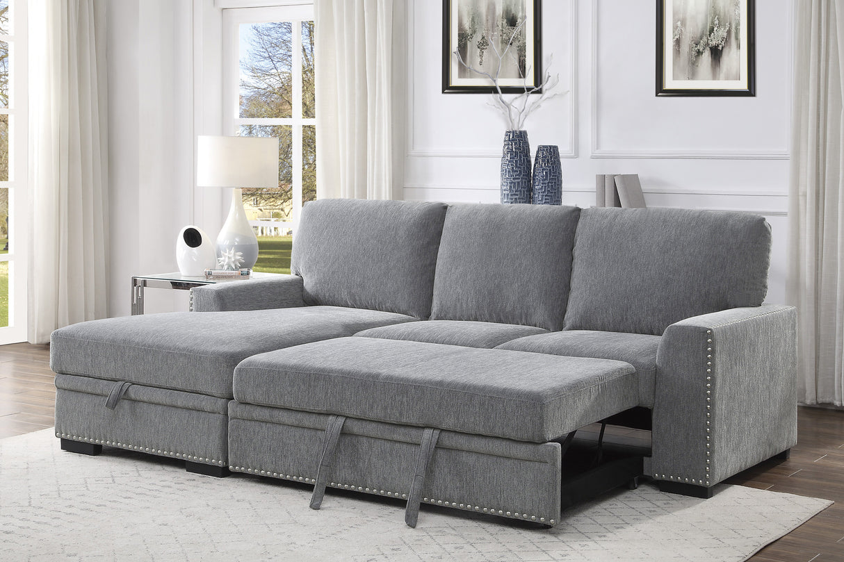 Morelia Gray LAF Storage Sleeper Sofa Chaise from Homelegance - Luna Furniture