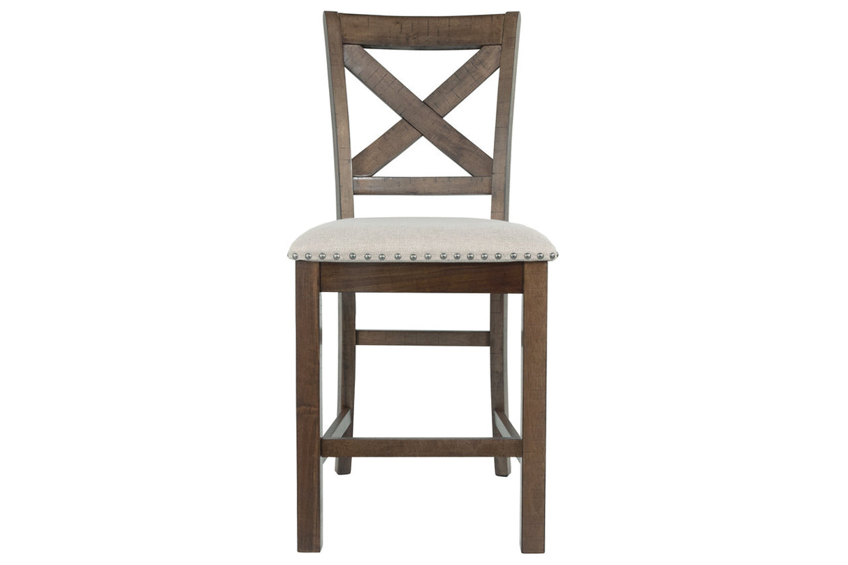 Moriville Grayish Brown Counter Height Chairs, Set of 2 from Ashley - Luna Furniture