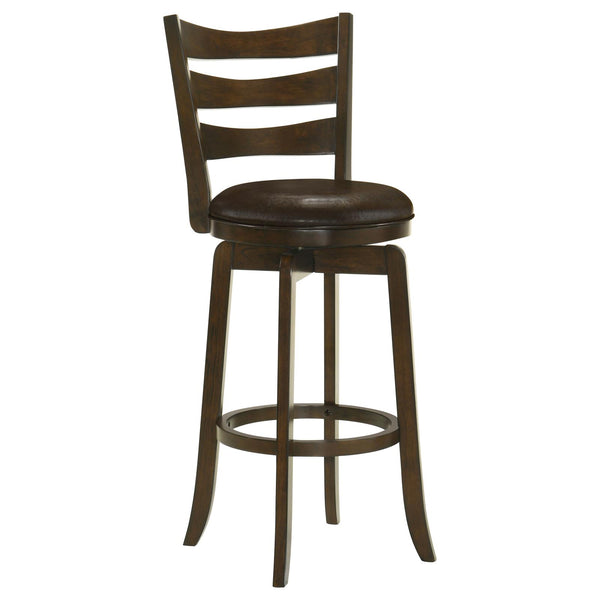 Murphy Dark Cherry and Brown Ladder Back Pub Height Swivel Bar Stool
