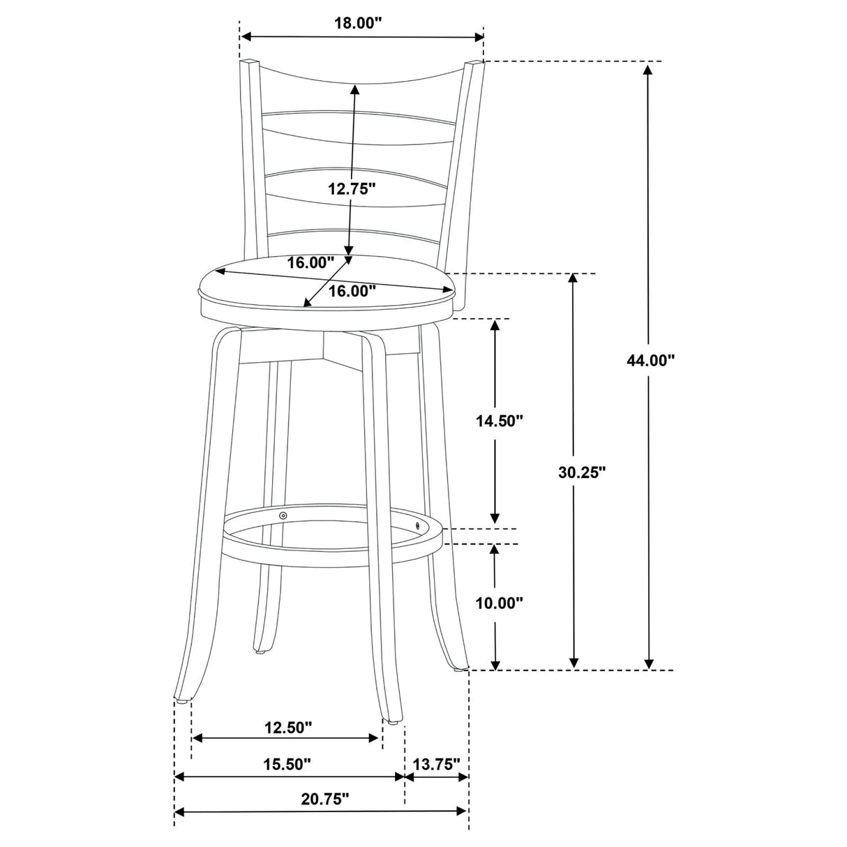 Murphy Dark Cherry and Brown Ladder Back Pub Height Swivel Bar Stool from Coaster - Luna Furniture