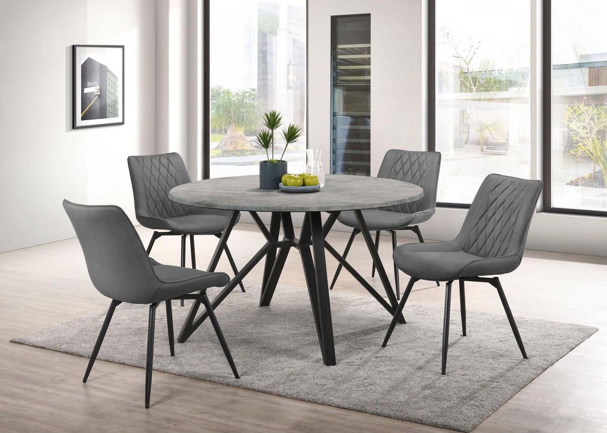 Neil Concrete and Black Round Wood Top Dining Table from Coaster - Luna Furniture