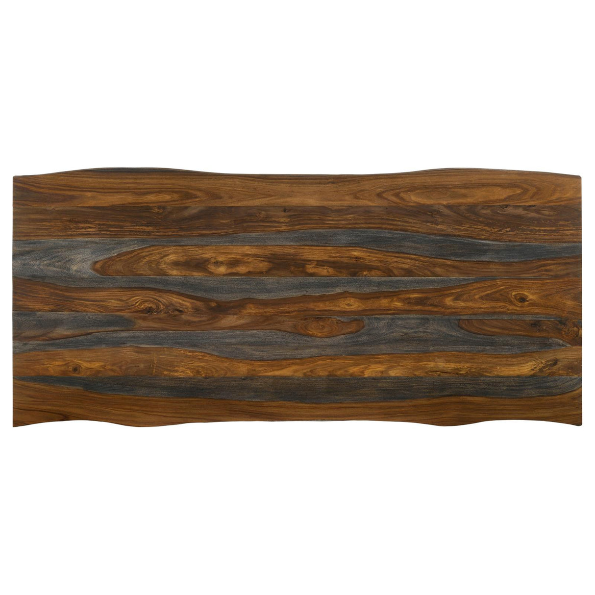 Neve Sheesham Gray and Gunmetal Live-edge Dining Table with Hairpin Legs from Coaster - Luna Furniture