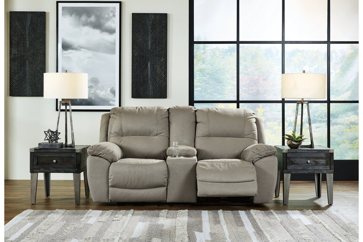 Next-Gen Gaucho Putty Reclining Loveseat with Console from Ashley Furniture - Luna Furniture