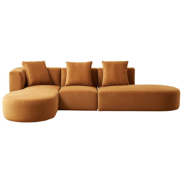 Orby Tan Velvet LAF Sectional Sofa