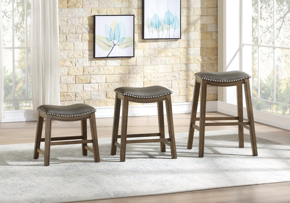 Ordway Gray/Brown Pub Height Stool, Gray from Homelegance - Luna Furniture