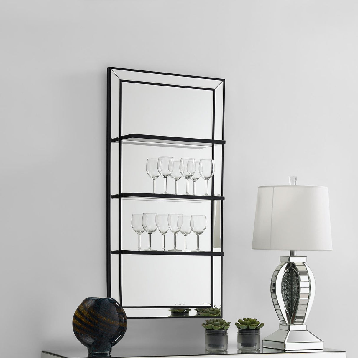 Oriel 3-Shelf Rectangle Wall Mirror from Coaster - Luna Furniture