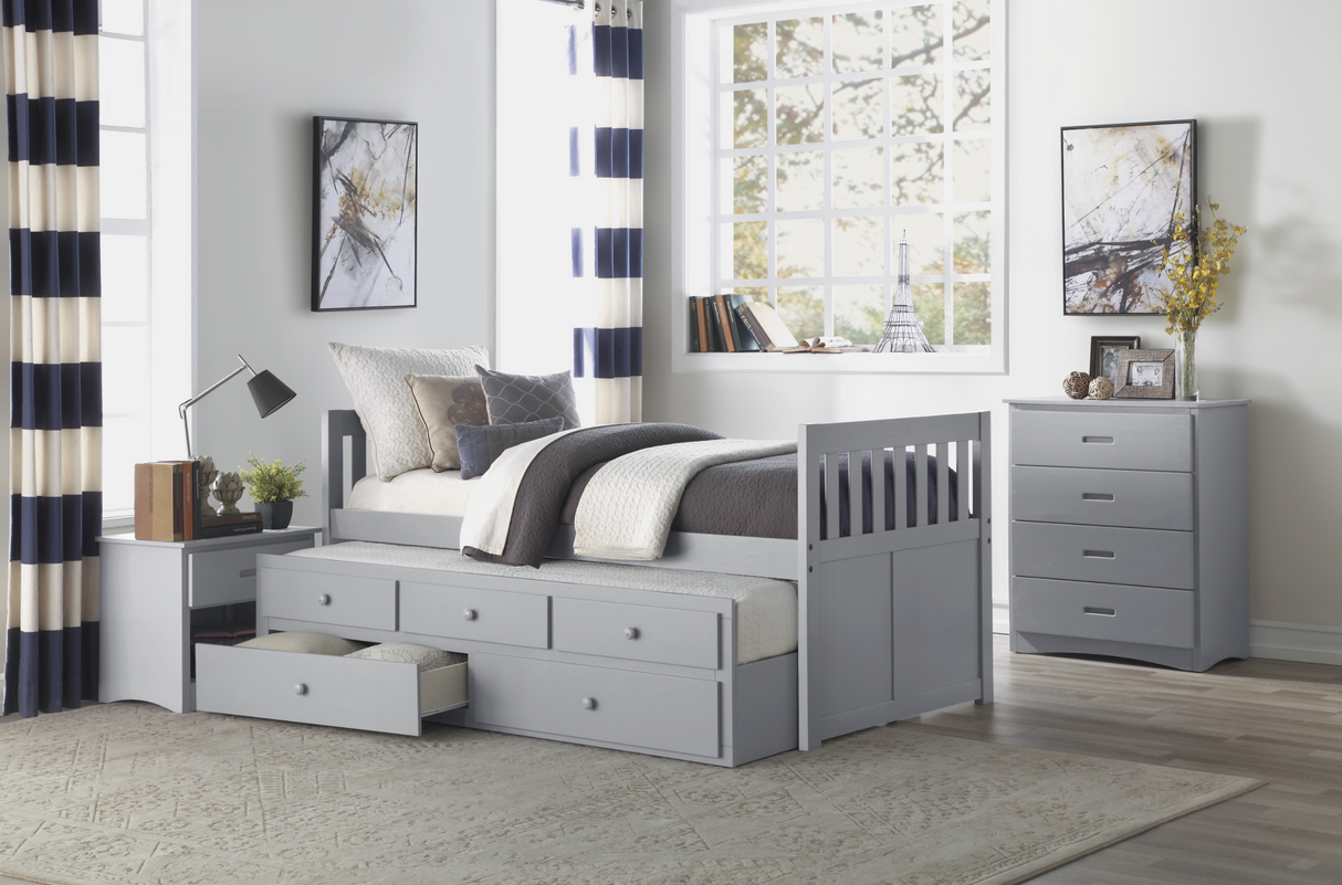 Orion Gray Twin Captains Trundle Bed from Homelegance - Luna Furniture