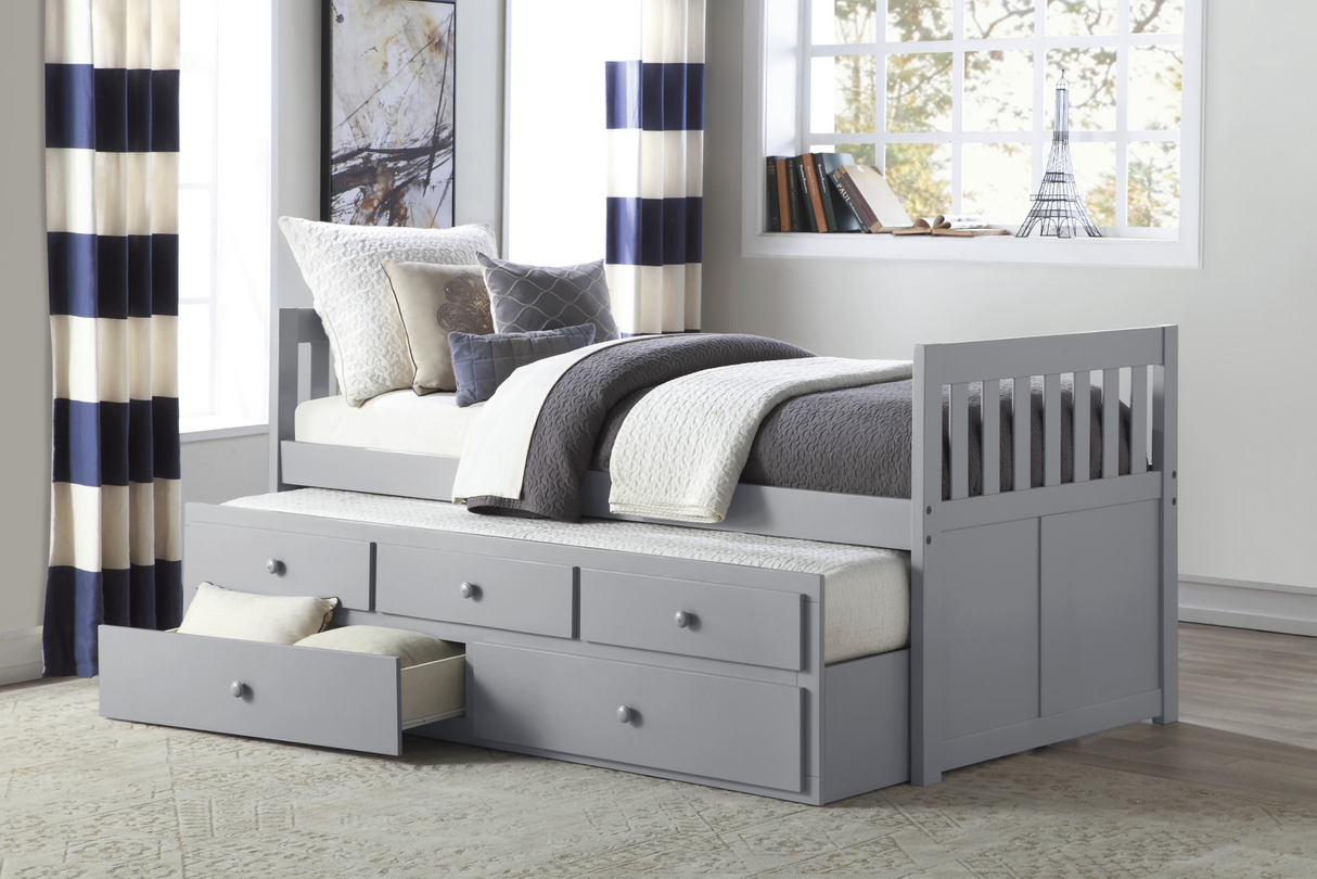 Orion Gray Twin Captains Trundle Bed from Homelegance - Luna Furniture