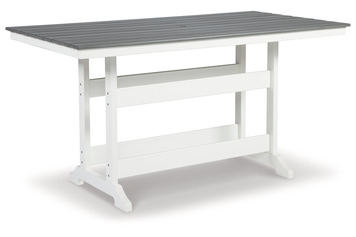Transville Gray/White Outdoor Counter Height Dining Table from Ashley - Luna Furniture