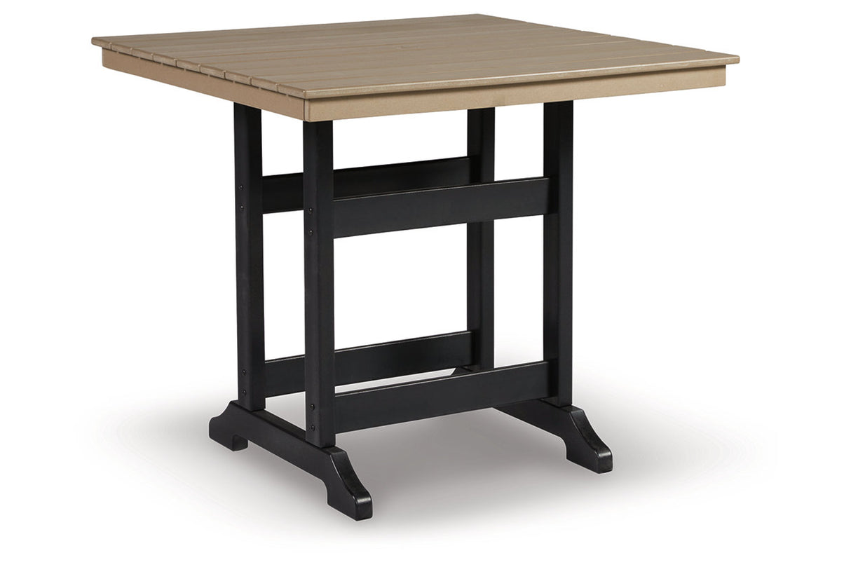 Fairen Trail Black/Driftwood Outdoor Counter Height Dining Table from Ashley - Luna Furniture