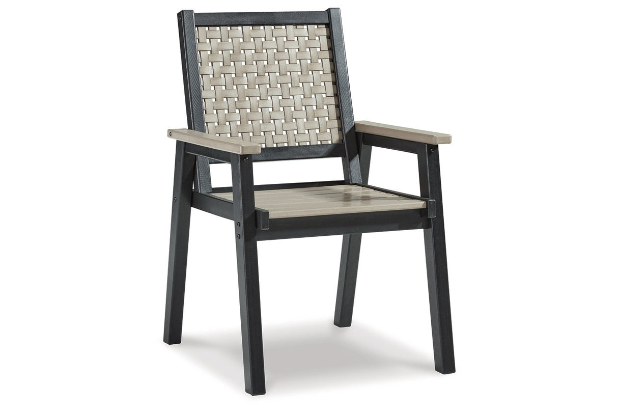 MOUNT VALLEY Driftwood/Black Arm Chair, Set of 2
