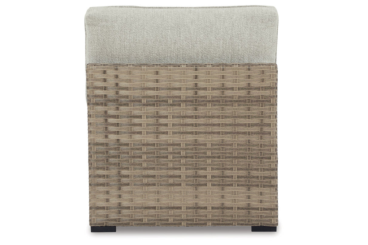 Calworth Beige Outdoor Armless Chair with Cushion, Set of 2 from Ashley - Luna Furniture