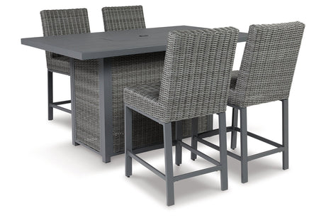 Palazzo Gray Outdoor Counter Height Dining Table with 4 Barstools