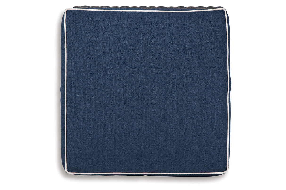 Grasson Lane Brown/Blue Ottoman with Cushion