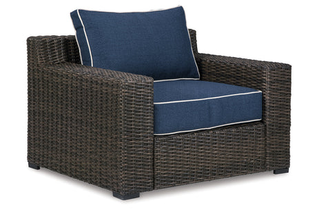 Grasson Lane Brown/Blue Lounge Chair with Cushion