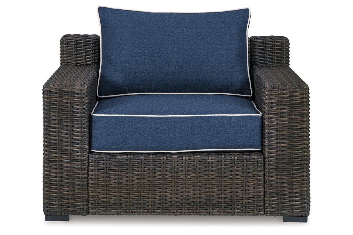 Grasson Lane Brown/Blue Lounge Chair with Cushion