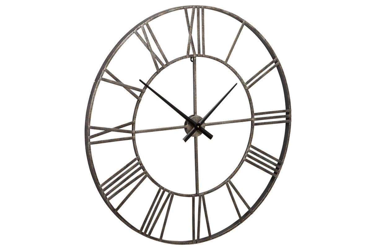Paquita Antique Silver Wall Clock from Ashley - Luna Furniture