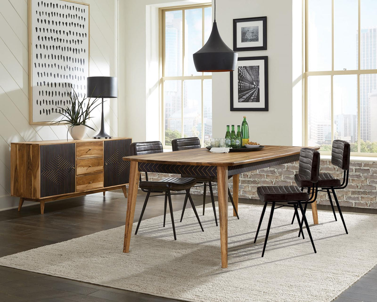 Partridge Natural Sheesham and Espresso 5-Piece Rectangular Dining Set from Coaster - Luna Furniture