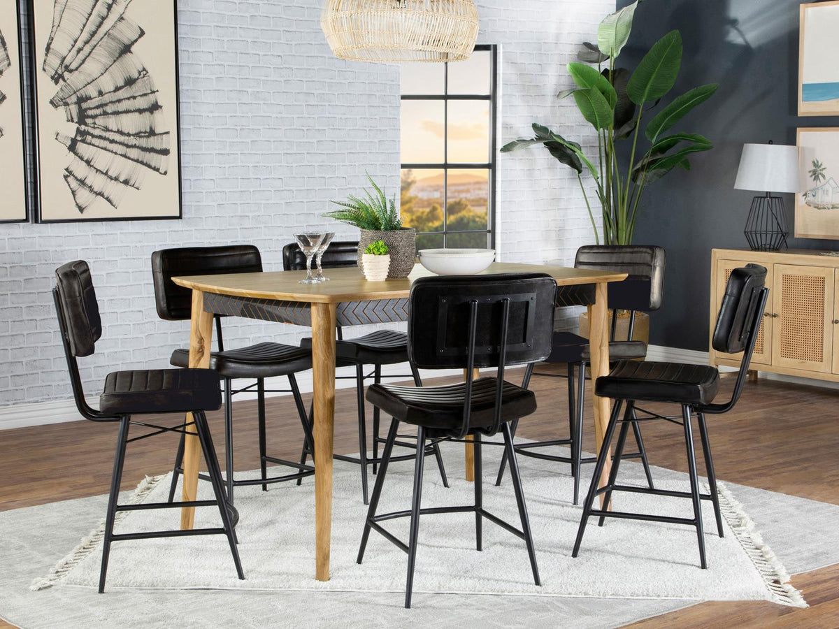 Partridge Natural Sheesham and Espresso 7-Piece Rectangular Counter Height Dining Set from Coaster - Luna Furniture