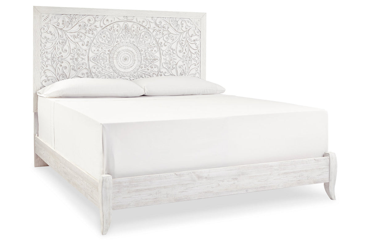 Paxberry Whitewash King Panel Bed from Ashley Furniture - Luna Furniture
