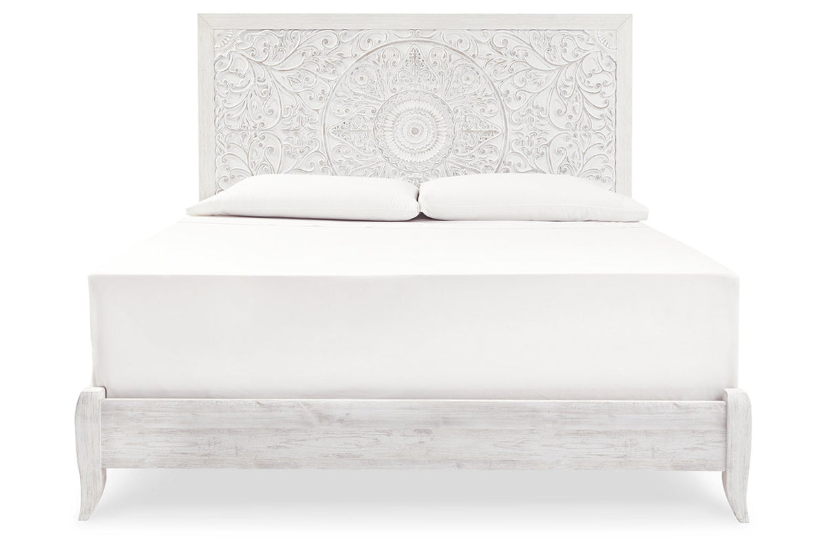 Paxberry Whitewash King Panel Bed from Ashley Furniture - Luna Furniture