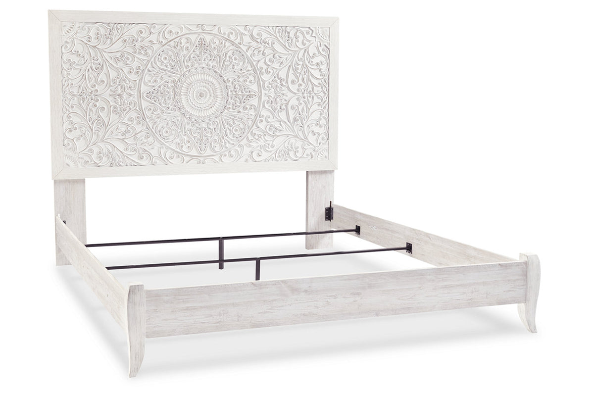 Paxberry Whitewash King Panel Bed from Ashley Furniture - Luna Furniture