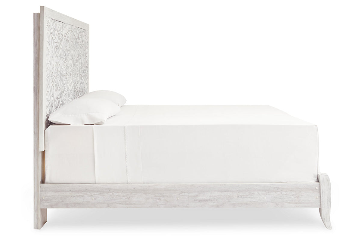 Paxberry Whitewash King Panel Bed from Ashley Furniture - Luna Furniture