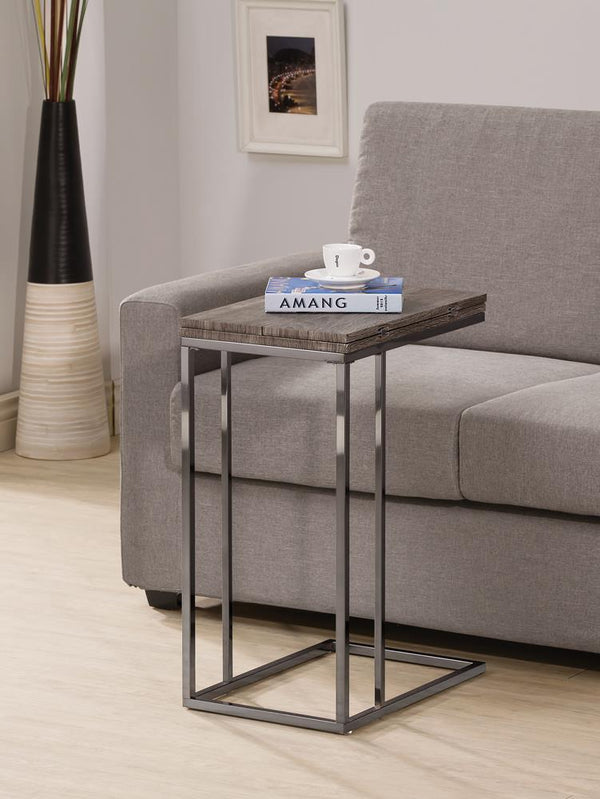 Pedro Weathered Gray and Black Expandable Top Accent Table