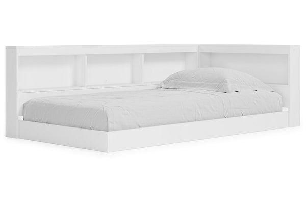 Piperton White Twin Bookcase Corner Storage Bed
