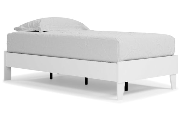 Piperton White Twin Platform Base Bed