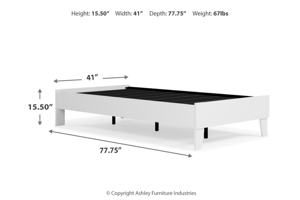 Piperton White Twin Platform Base Bed from Ashley - Luna Furniture