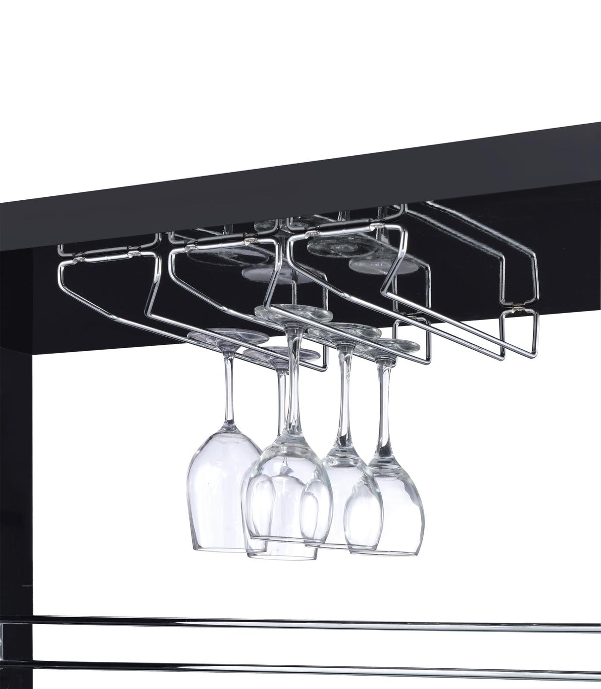Prescott Glossy Black Rectangular 2-Shelf Bar Unit from Coaster - Luna Furniture