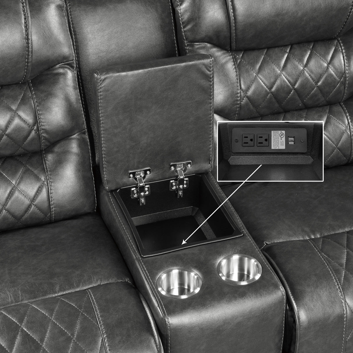 Putnam Gray Power Double Reclining Loveseat from Homelegance - Luna Furniture