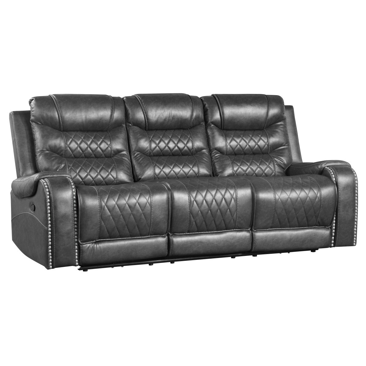 Putnam Gray Reclining Sofa With Drop Down Table from Homelegance - Luna Furniture