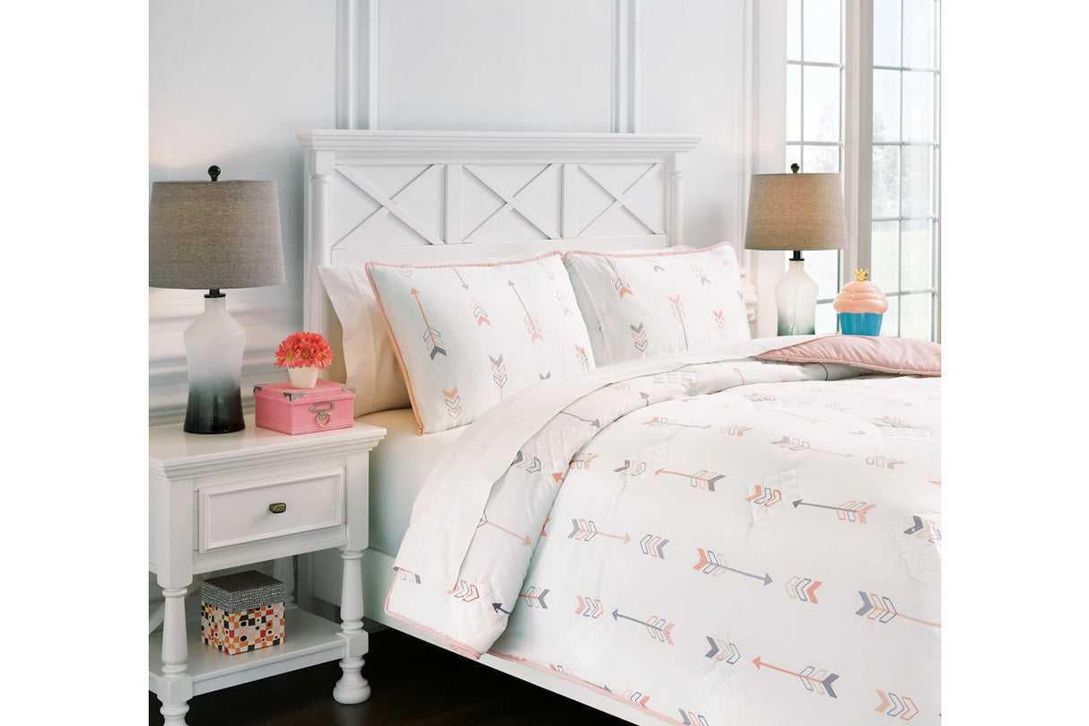 Lexann Pink/White/Gray Full Comforter Set from Ashley - Luna Furniture