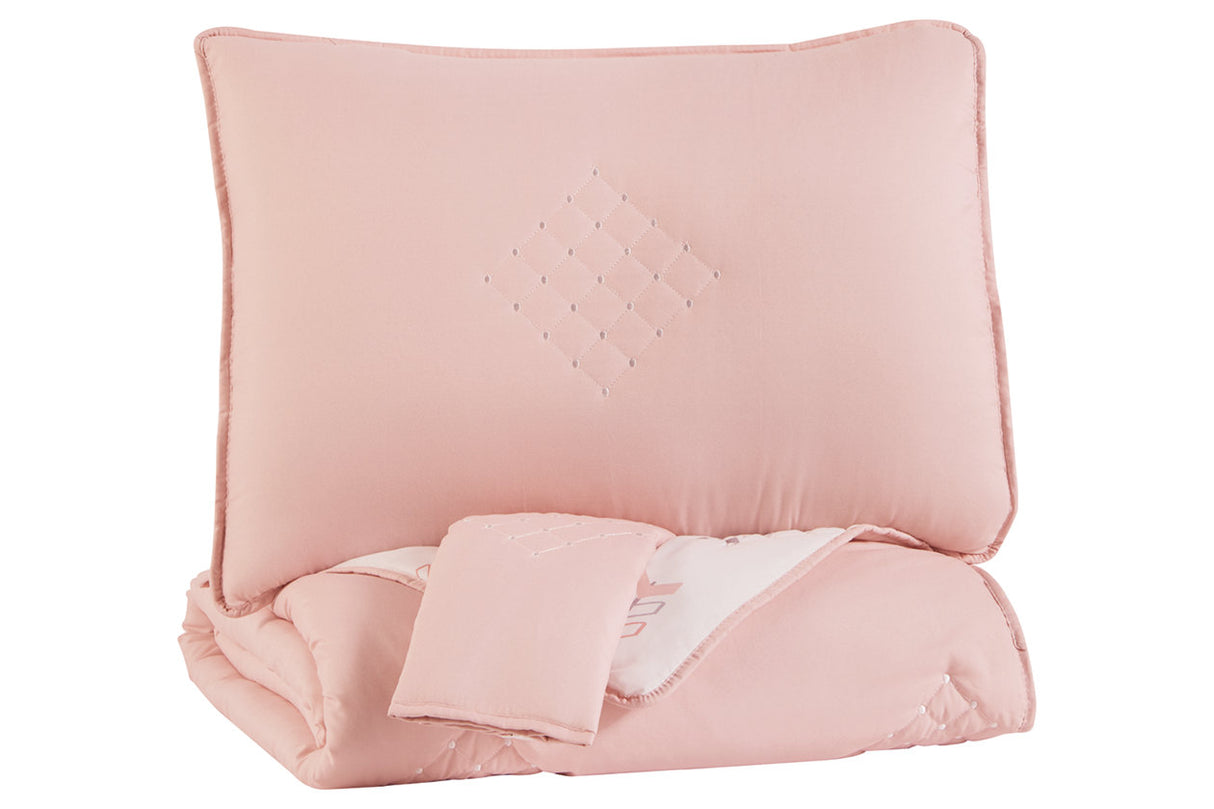 Lexann Pink/White/Gray Full Comforter Set from Ashley - Luna Furniture